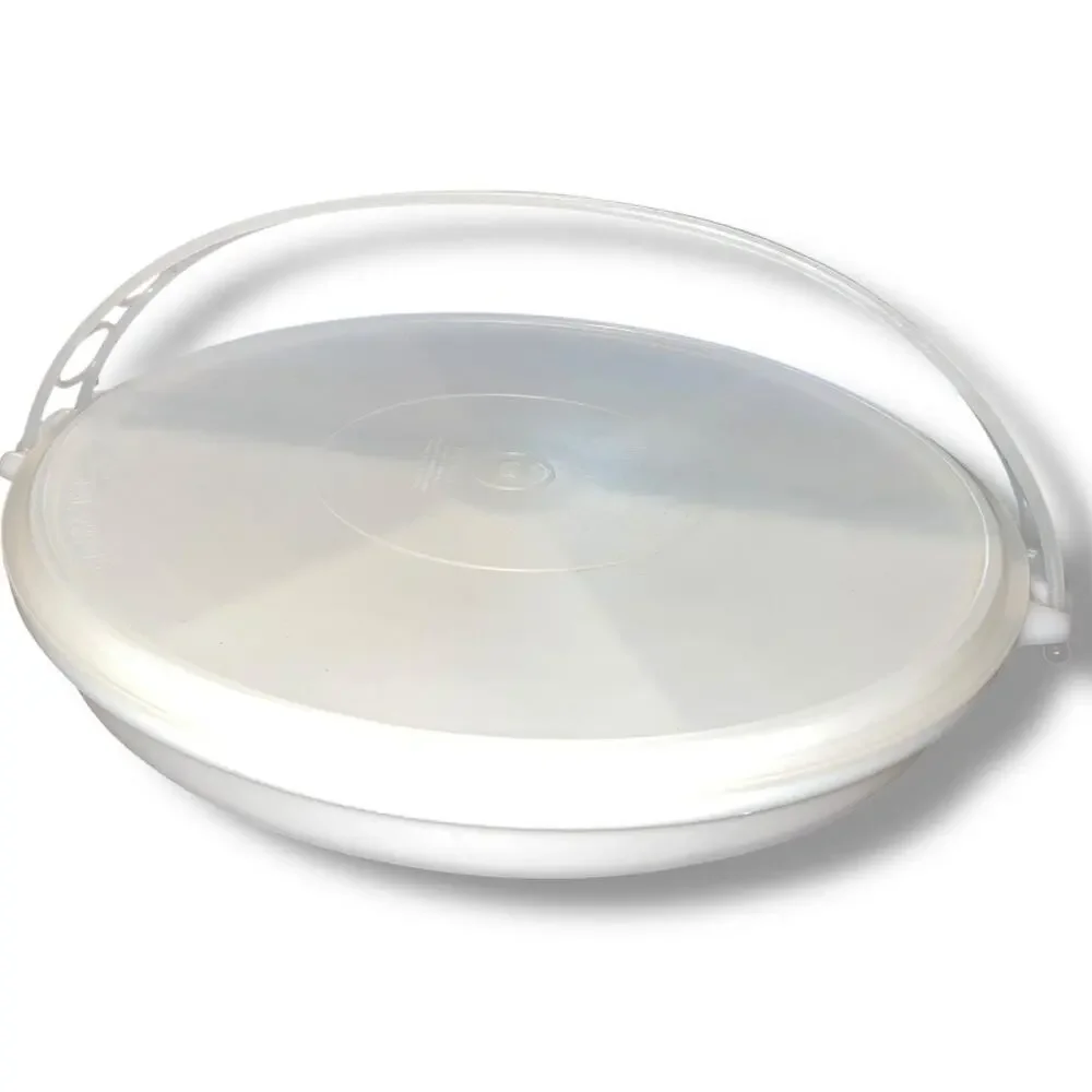 Tupperware Party Susan Divided Serving Tray 405 Lid 224 Handle Off White Vintage
